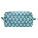 PAZIMIIK Checkered Makeup Bag for Purse Portable Zipper Make Up Pouch Small Cosmetic Case for Travel Accessories Lake Blue