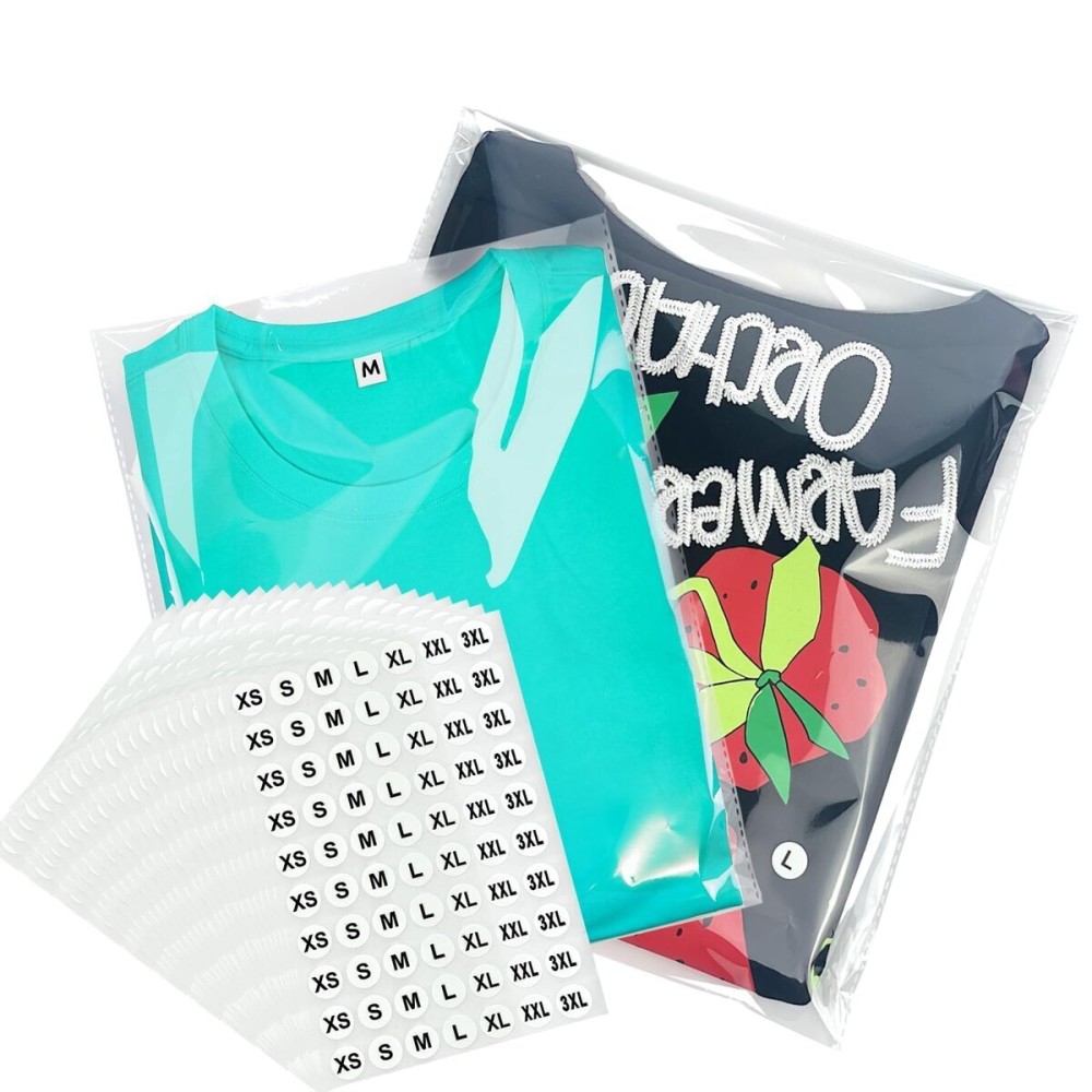 PigPotParty 100PCS 9x 12 & 100PCS 10x 13 Cellophane Plastic T Shirts Bags, Clear Poly Bags with Size Stickers, Resealable Self-Sealing for Small Business, Packaging Clothing, Shirts and More