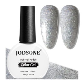 JODSONE 10ml Shiny Silver Gel Nail Polish Silver Gel Polish Glitter High Gloss Soak Off U V Nail Manicure Salon DIY at Home