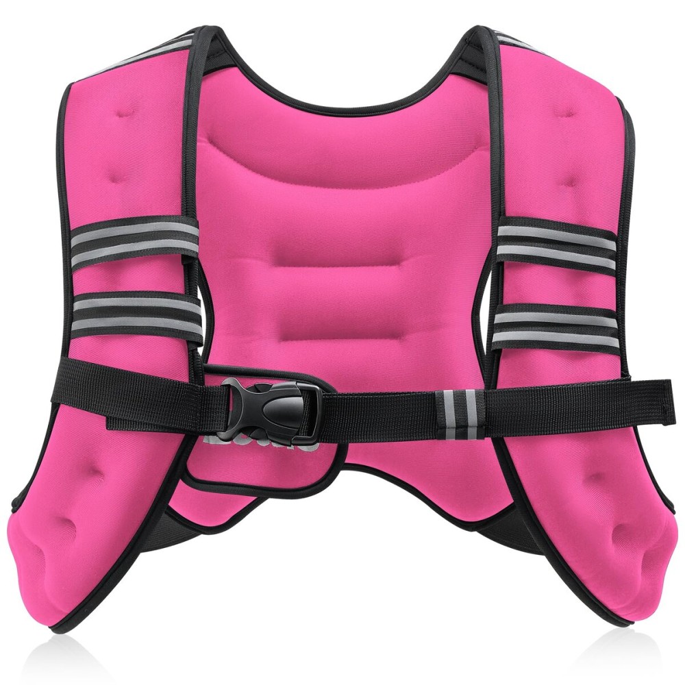 ZELUS Weighted Vest, 6lb/8lb/12lb/16lb/20lb/25lb/30lb Weight Vest with Reflective Stripe for Workout, Strength Training, Running, Fitness, Muscle Building, Weight Loss, Weightlifting, Pink(12lb)