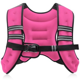 ZELUS Weighted Vest, 6lb/8lb/12lb/16lb/20lb/25lb/30lb Weight Vest with Reflective Stripe for Workout, Strength Training, Running, Fitness, Muscle Building, Weight Loss, Weightlifting, Pink(12lb)