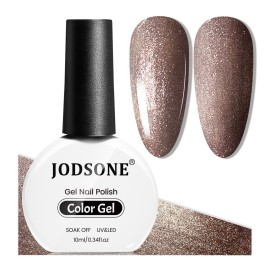JODSONE 10ml Gel Nail Polish Reflective Glitter Brown Gel Polish Shiny Brown High Gloss Soak Off U V Nail Manicure Salon DIY at Home