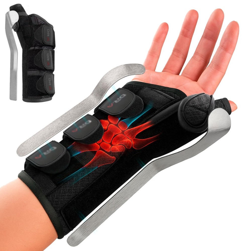 Doctor Developed Carpal Tunnel Wrist Brace Night Support, Thumb Spica Splint Right Hand for De Quervains Tenosynovitis, Tendonitis, Wrist Brace With Thumb Support-Small/Medium-Women & Men, Black