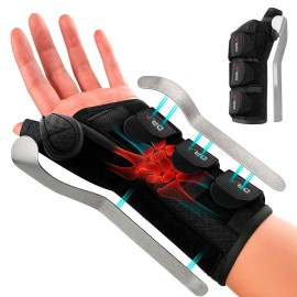 Dr. Arthritis Carpal Tunnel Wrist Brace Night Support, Thumb Spica Splint Left Hand for De Quervains Tenosynovitis, Tendonitis, Wrist Brace With Thumb Support-Small/Medium-Women & Men, Black