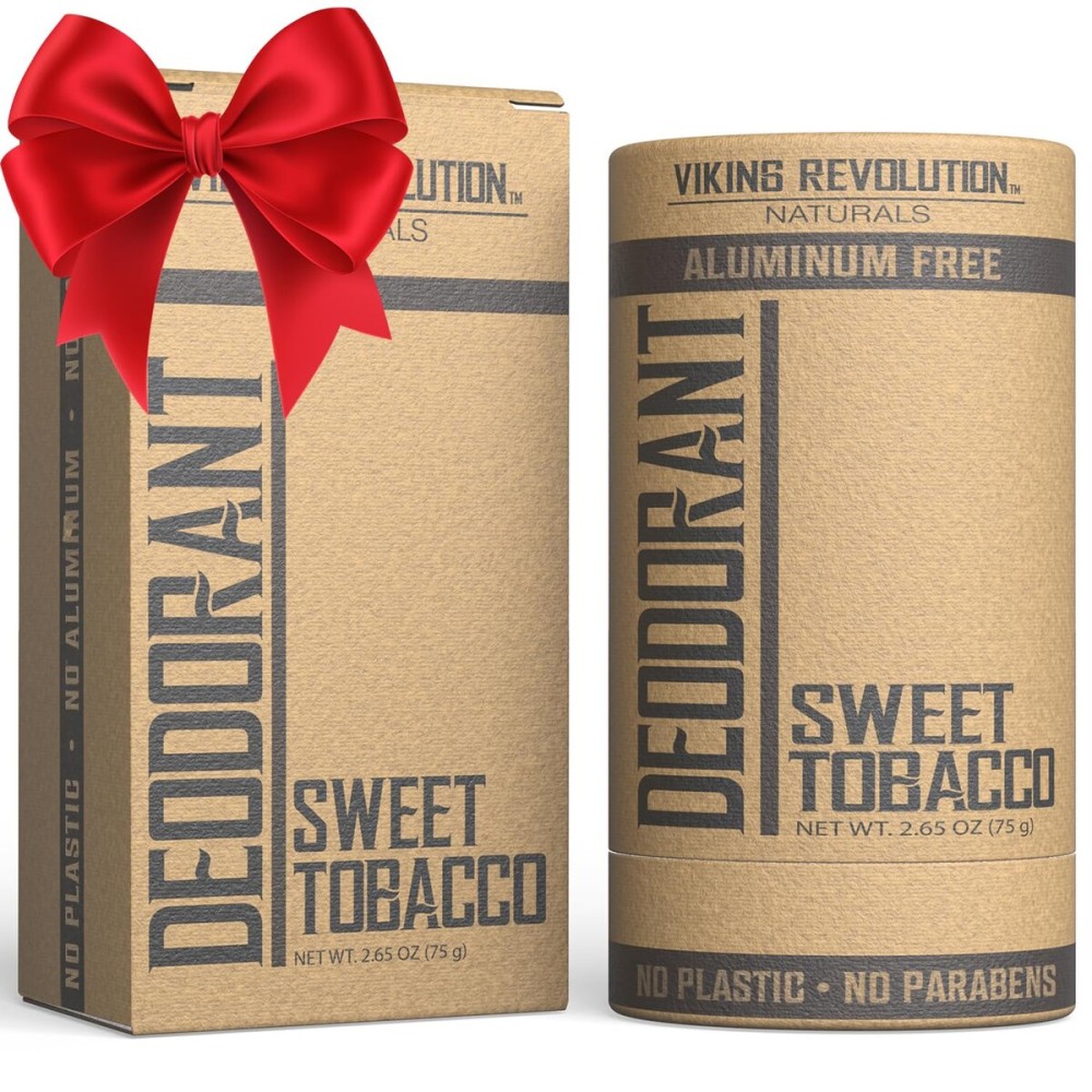 Viking Revolution Sweet Tobacco Deodorant for Men - Deodorant Men Aluminum Free with Shea Butter, Tapioca Starch - Mens Deodorant Stain- Free and Baking Soda-Free - Natural Deodorant for Men (2.65oz)