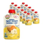 Earth\'s Best Organic Baby Food Pouches, 6+ Months, Fruit and Grain Puree for Babies 6 Months and Up, Organic Sweet Potato, Banana, and Oat, 3.5 Ounce Resealable Pouch (Pack of 12)