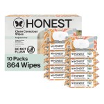 The Honest Company Clean Conscious Multi-Use Wipes Hypoallergenic Unscented for Sensitive Skin Over 99% Water Compostable Plant Based Baby Sunburst 864 Count