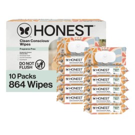 The Honest Company Clean Conscious Multi-Use Wipes Hypoallergenic Unscented for Sensitive Skin Over 99% Water Compostable Plant Based Baby Sunburst 864 Count