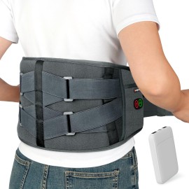 Comfytemp Cordless Heating Pad with Massager for Back Pain Relief, Portable Lower Back Massager Wearable, Birthday Gifts for Dad Mom Men Women Grandpa Grandma, 3 Heat, Auto-Off, 58, Grey