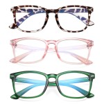 AZorb 3Pack Blue Light Blocking Glasses for Kids TR90 Unbreakable Computer Screen Glasses for Boys & Girls 3 Pack(Leopard+Transparent Pink+Green)