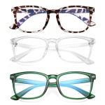 AZorb 3Pack Blue Light Blocking Glasses for Kids TR90 Unbreakable Computer Screen Glasses for Boys & Girls 3 Pack(Leopard+Transparent+Green)