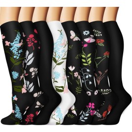 Graduated Copper Compression Socks for Men & Women Circulation 8 Pairs 15-20mmHg - Best for Running Athletic Cycling