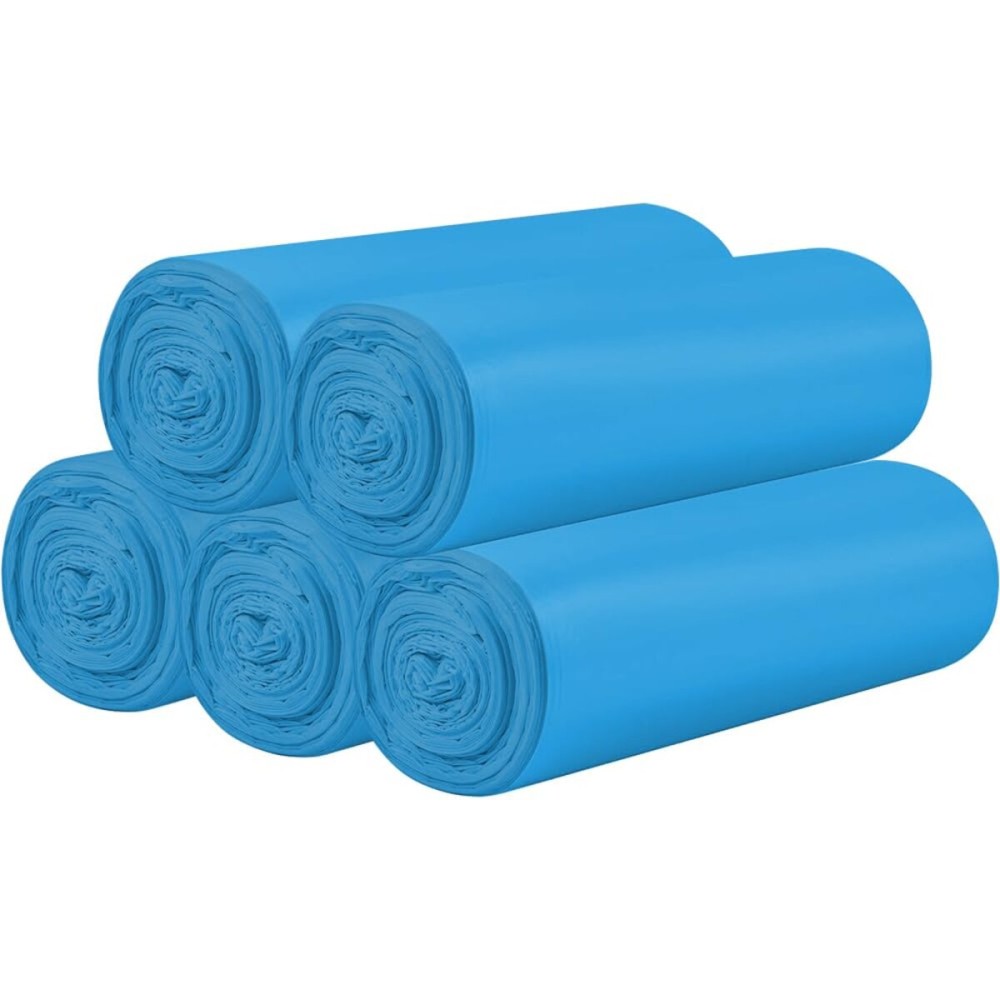 5 Rolls Small Trash Bags - 100 Counts Durable 4 Gallon Small Garbage Bags for home office kitchen Bathroom Bedroom Trash Can linersBlue