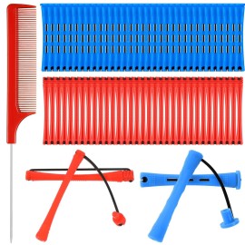 WILLBOND 72 Pieces Hair Perm Rods Set, Short Plastic Perming Rods Cold Wave Roller 2 Sizes Hair Curling Rollers with 1 Piece Steel Pintail Comb for Hairdressing Styling (Short)