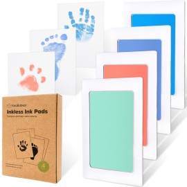 4-Pack Inkless Baby Hand and Footprint Kit - Mess Free Ink Pad for Newborn Keepsake, Dog Nose & Paw Print Kit, Clean Touch Ink Pad for Baby Hand & Footprints, Ideal New Mom Gifts (Popsicle)