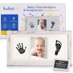 Bubzi Co Baby Handprint Kit & Footprint Photo Frame for Newborn Girls and Boys, Unique Baby Shower Gifts Set for Registry, Memorable Keepsake Decorations for Room Wall or Nursery Decor (White Wash)