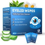 30PCS Eyelid & Lash Wipes for Itchy & Dry Eyes, Tea Tree Oil Eyelid Wipes for Styes & Blepharitis, Daily Eye Cleansing Cloths, Hypoallergenic & Soothing For Sensitive Eyes, Stay Hydrated Lid Wipe