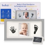 Bubzi Co Baby Handprint Kit & Footprint Photo Frame for Newborn Girls and Boys, Unique Baby Shower Gifts Set for Registry, Memorable Keepsake Decorations for Room Wall or Nursery Decor (Cool Gray)