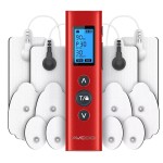 AVCOO 30 Modes TENS EMS Unit Compact Muscle Stimulator for Pain Relief, Rechargeable & Portable Dual Channel Muscle Stimulator with 30 Intensity Levels and 12 Electrode Tens Unit Replacement Pads Red