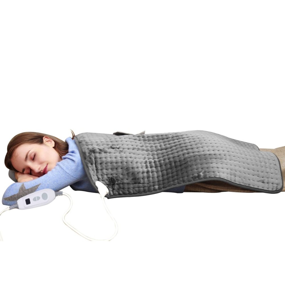 Ruqiji 17\'\'x33\'\' XXXL King Size Heating Pad with 120 Minutes Auto Shut Off&6 Temperature Settings, Flannel Electric Heating Pad/Pain Relief for Back/Neck/Shoulders/Menstrual Pain/Leg Cramp (Dark Gray)