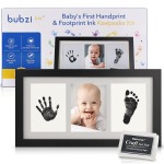 Bubzi Co Baby Handprint Kit & Footprint Photo Frame for Newborn Girls and Boys, Unique Baby Shower Gifts Set for Registry, Memorable Keepsake Decorations for Room Wall or Nursery Decor (Jet Black)