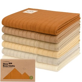 KeaBabies Organic Cotton Burp Cloths Baby Girl, Boy - 6-Pack Large Burping Clothes for Babies, Spit Up Rags, Super Soft & Absorbent Newborn Wash Towels, Gender Neutral, Non-Shrink (Stria, Terracotta)