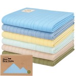 KeaBabies Organic Cotton Burp Cloths Baby Girl, Boy - 6-Pack Large Burping Clothes for Babies, Spit Up Rags, Super Soft & Absorbent Newborn Wash Towels, Gender Neutral, Non-Shrink (Stria, Daybreak)