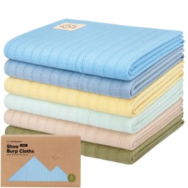 KeaBabies Organic Cotton Burp Cloths Baby Girl, Boy - 6-Pack Large Burping Clothes for Babies, Spit Up Rags, Super Soft & Absorbent Newborn Wash Towels, Gender Neutral, Non-Shrink (Stria, Daybreak)