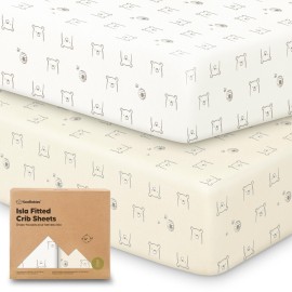 KeaBabies 2-Pack Baby Crib Sheets for Boys, Girls - 52x28 Viscose Derived from Bamboo Toddler Bed Sheets Neutral, Fitted Crib Mattress Cover for Standard Baby Bedding, Soft & Cozy (Bumble Bear)