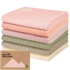 KeaBabies Organic Cotton Burp Cloths Baby Girl, Boy - 6-Pack Large Burping Clothes for Babies, Spit Up Rags, Super Soft & Absorbent Newborn Wash Towels, Gender Neutral, Non-Shrink (Stria, Embrace)