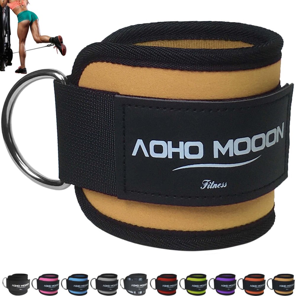 AOHO MOOON Comfortable Adjustable Ankle Straps for Cable Machines Women, Gym Workout Leg Strap, Ankle Cuffs for Glute Workouts, Foot Straps for Kickback (Single, Brown)