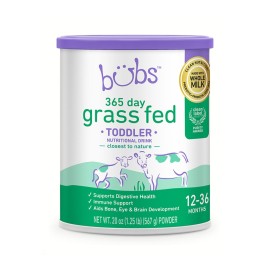 Bubs 365 Grass Fed Toddler Nutritional Drink, Non-GMO Whole Milk-Based Formula, for Kids 12-36 Months, 20 oz