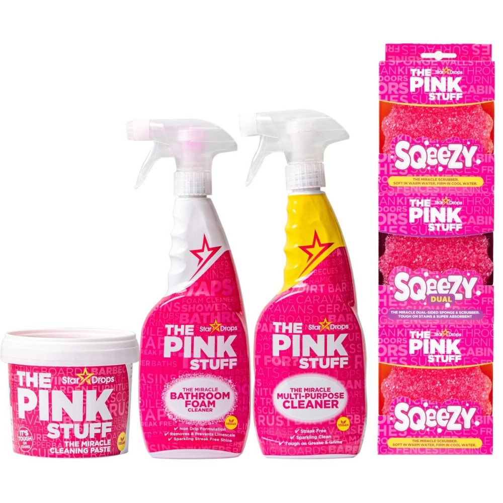 Stardrops - The Pink Stuff Ultimate Cleaning Pack - Miracle Cleaning Paste, Multi-Purpose Spray & Bathroom Foam - Cuts Grease, Removes Stains, Cleans Kitchens, Bathrooms, and More