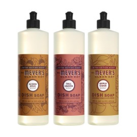 Mrs. MEYER\'S CLEAN DAY Liquid Dish Soap 3 Pack Variety, Acorn Spice, Apple Cider, Fall Leaves, 16 OZ Each, 1 CT