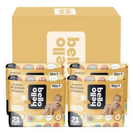 Hello Bello Premium Diapers Size 4, 84 Count Disposable, Extra-Absorbent, and Hypoallergenic Baby Diapers with Snug and Comfort Fit, Sunnyside Up Pattern Value Pack