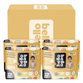 Hello Bello Premium Diapers Size 6, 68 Count Disposable, Extra-Absorbent, and Hypoallergenic Baby Diapers with Snug and Comfort Fit, Sunnyside Up Pattern Value Pack