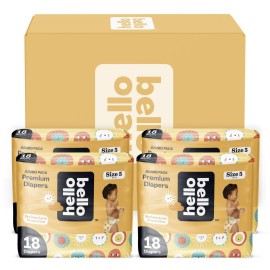 Hello Bello Premium Diapers Size 5, 72 Count Disposable, Extra-Absorbent, and Hypoallergenic Baby Diapers with Snug and Comfort Fit, Sunnyside Up Pattern Value Pack