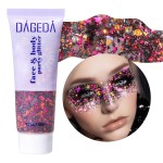 DAGEDA Halloween Black Body Glitter Gel, Face Hair Glitter Body Shimmer, Halloween Costume Accessories Chunky Glitters Eyeshadow, Holographic Cosmetic Sequins Festival Outfits for Women 50ml