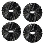 4Pcs Metallic Cheerleading Pom Poms, Creatiee 2 Pair Cheerleader Cheering Squad Pompoms for School Sports Dance Games Team Spirit Cheer (Black)