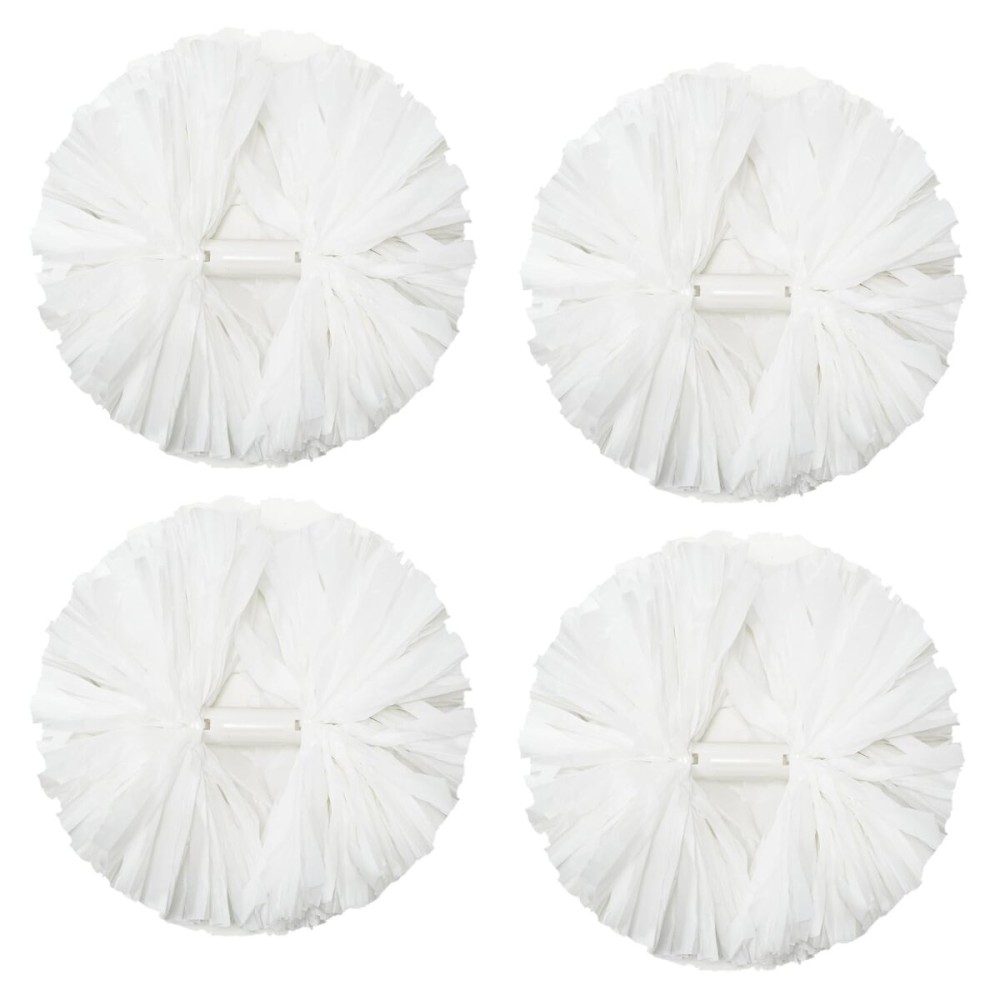 4Pcs Metallic Cheerleading Pom Poms, Creatiee 2 Pair Cheerleader Cheering Squad Pompoms for School Sports Dance Games Team Spirit Cheer (White)