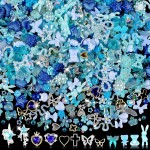 Sinyanail 3D Flower Nail Charms Set,150pcs Mixed Size Camellia Rose Resin Charms,150pcs Mixed Size and Color Leaves,100pcs Round White Pearl Beads for Nail Accessories Nail Art (29-Metal-Blue)