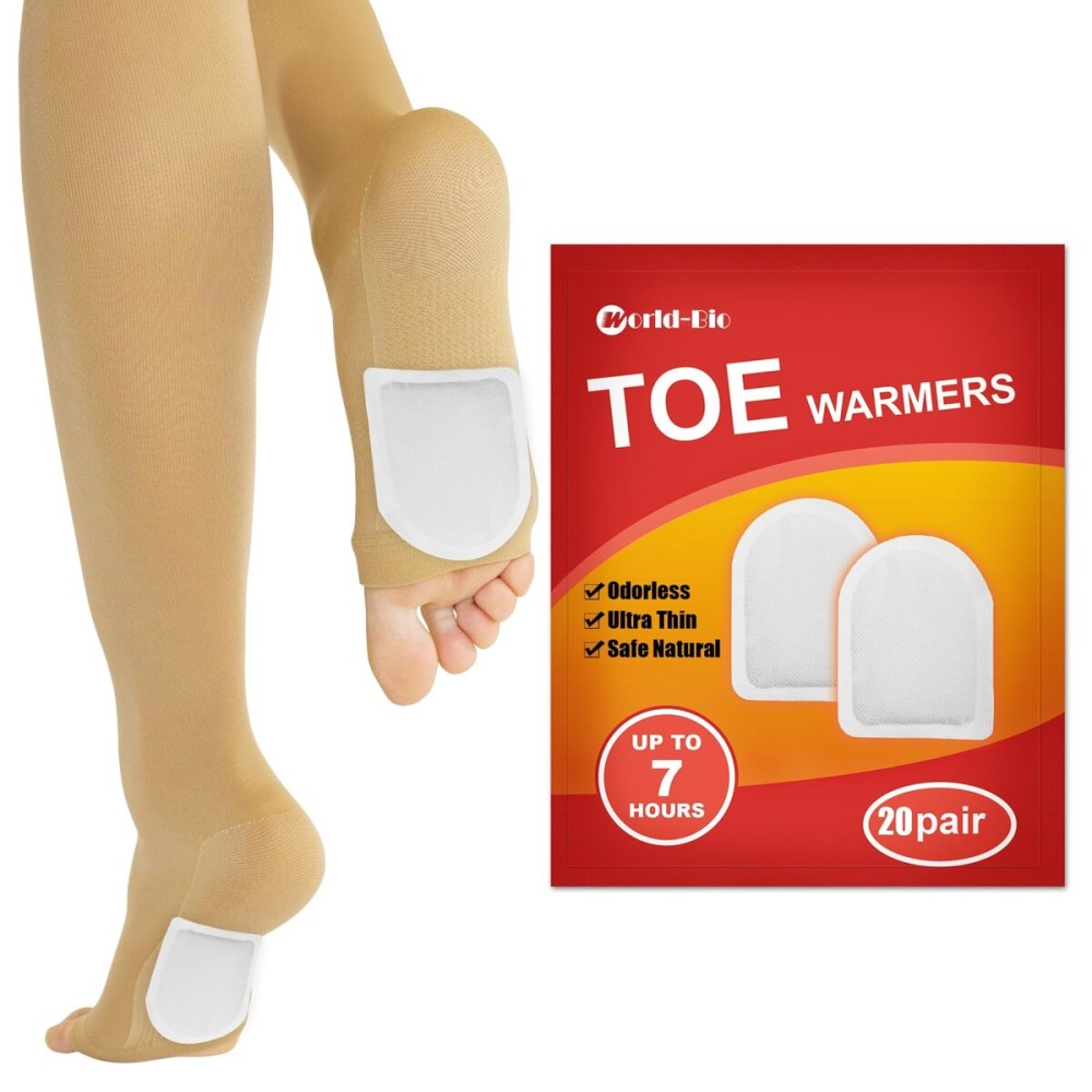 MR.ICE Toe Warmers for Feet 20 Pairs - Toe Warmer Foot Warmers for Shoes - Disposable Heating Pad with Adhesive Backing - Air Activated Heat Pads for Boots - Up to 8 Hours of Heat