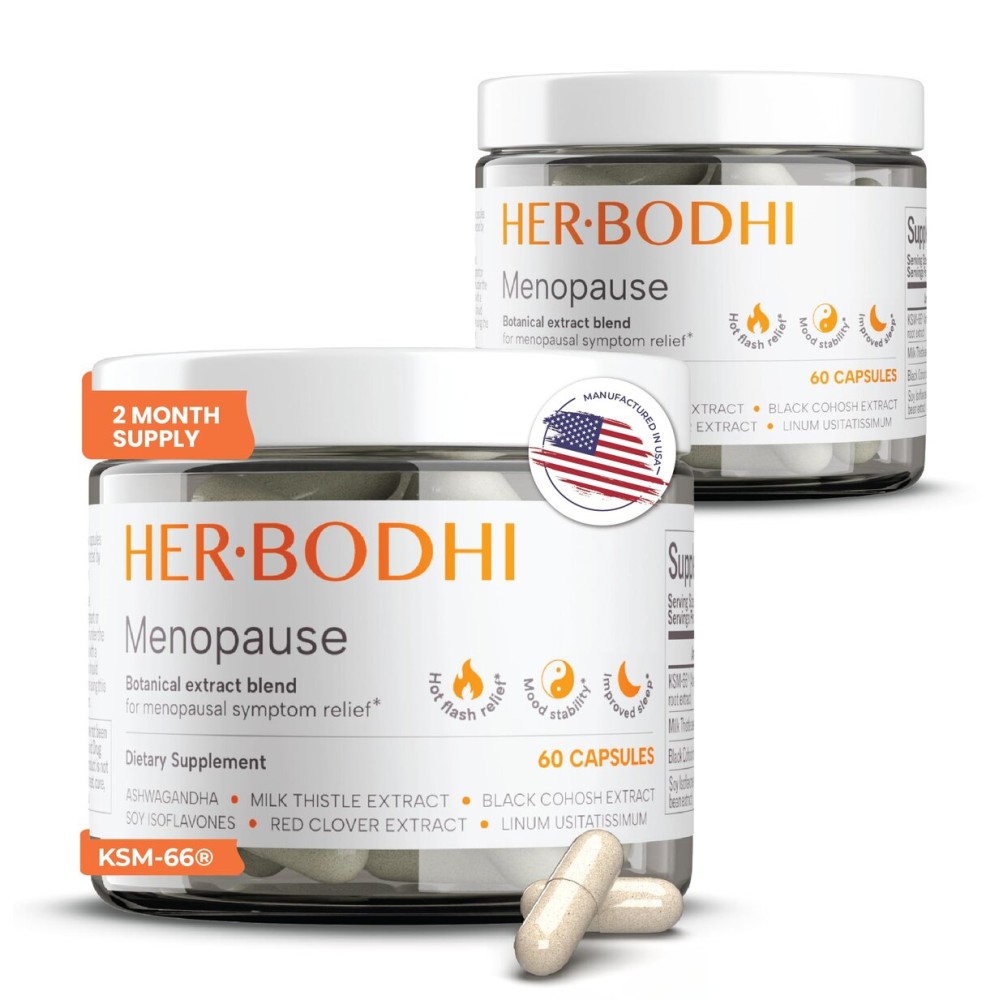 Her Bodhi Meno- Menopause Hormonal Balance for Women, Estrogen Soy Isoflavones Menopause Supplement for Women, Ashwagandha, Black Cohosh Hot Flashes Menopause Relief, Night Sweats Relief 120Caps