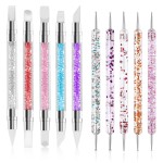 10PCS Nail Art Gel Carving Pen Rhinestone Handle Silicone Nail Art Pen Brushes for Design Foil Carving Drawing 3D Effect Shaping Drawing Dotting Tool