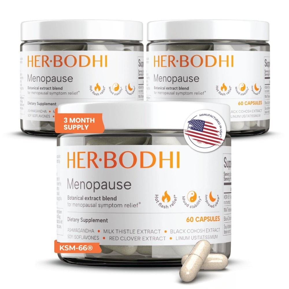 Her Bodhi Meno- Menopause Hormonal Balance for Women, Estrogen Soy Isoflavones Menopause Supplement for Women, Ashwagandha, Black Cohosh Hot Flashes Menopause Relief, Night Sweats Relief 180Caps