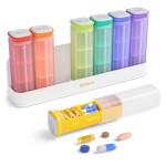 KOVIUU Weekly Pill Organizer 3X a Day, Detachable Pill Box 7 Day, Large 3 Times Daily Pill Case, Travel Pill Container Holder, Week Medication Dispenser Pillbox for Vitamin Supplement Medicine, White