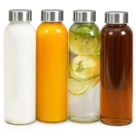 Epica 18-Oz Glass Water Bottles with Lids, Juice Bottles - BPA Free & Eco-Friendly Reusable Refillable Bottles for Juicing, Set of 4 - Clear