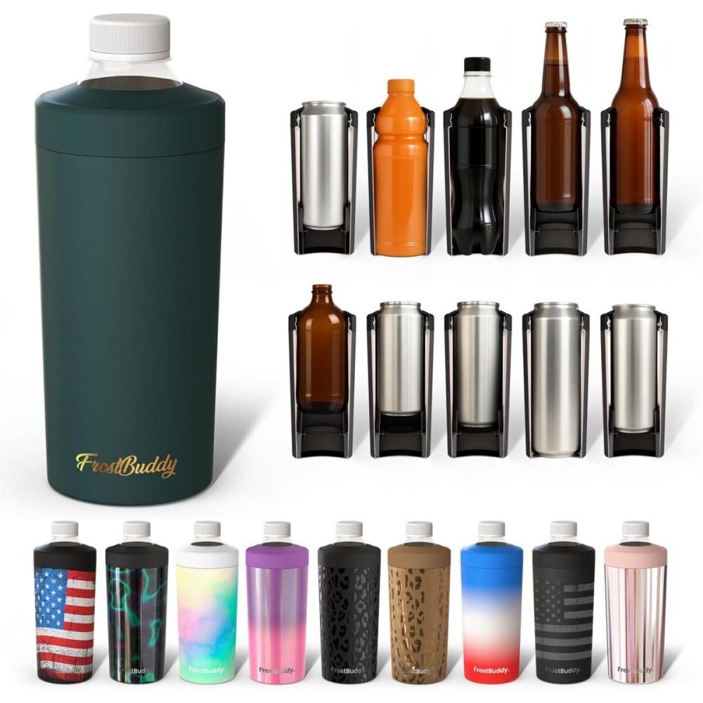 Universal Buddy XL Can Cooler by Frost Buddy - Fits 12-ounce, 16-ounce, 20-ounce, and 24-ounce Cans and Bottles - Keep Your Drinks Refreshingly Chilled for over 12 hours Emerald Elegance