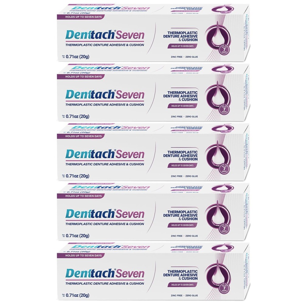 Denture Adhesive, Thermoplastic Denture Adhesive, Cushion and Reliner, Comfortable, Secure Denture Grip for Up to 7 Days, Non Glue, Zinc Free, Long Holding Denture Reliner (Pack of 5)