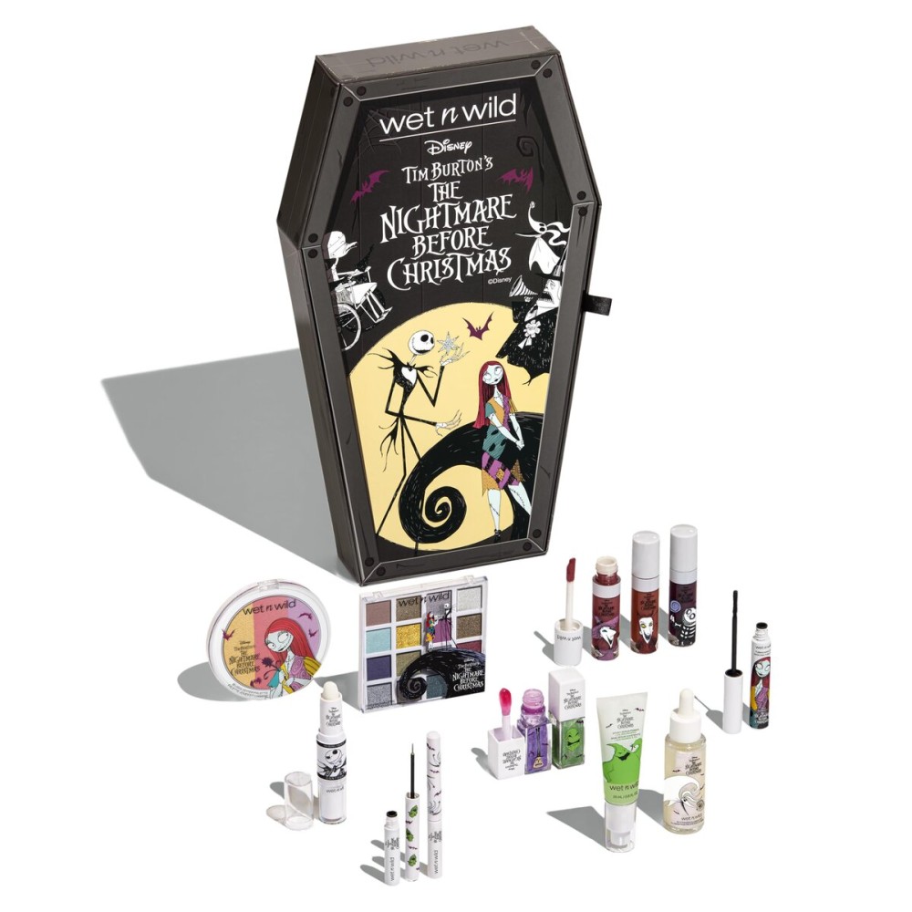 wet n wild Disney Nightmare Before Christmas Limited Edition PR Box - Coffin-Shaped Collector\'s Set with Eye, Face & Body Makeup, Color-Changing Lip Oils, Tubing Mascara & More - Cruelty-Free